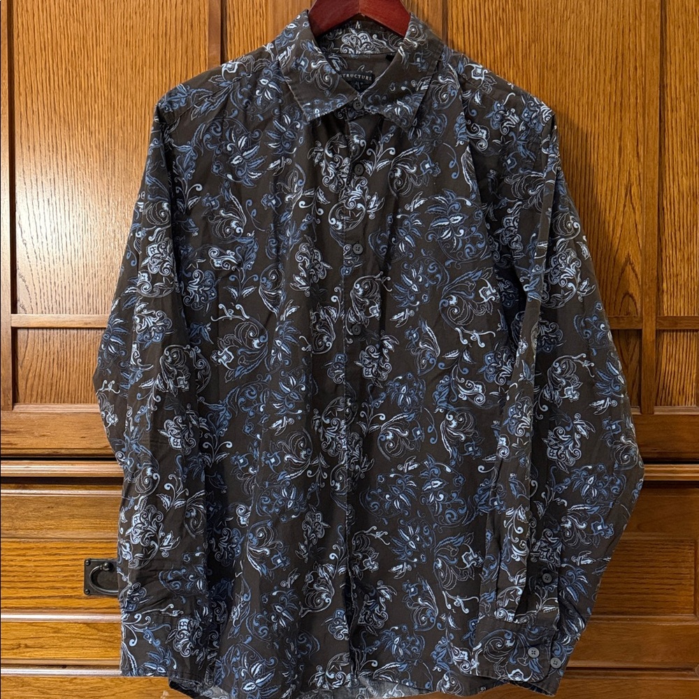 Structure Paisley Floral Button Down Y2K 90s Preppy Indie Grunge Clubwear Retro